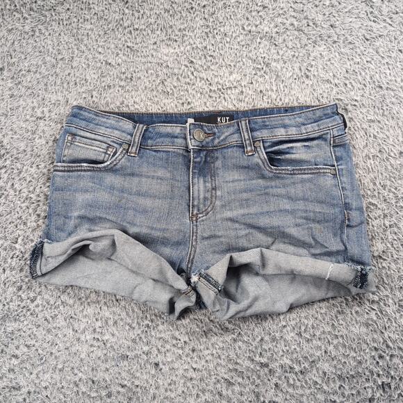 Kut From The Kloth Shorts Women 8 Blue Distressed Gidget Fray Stretch Denim - Picture 2 of 9